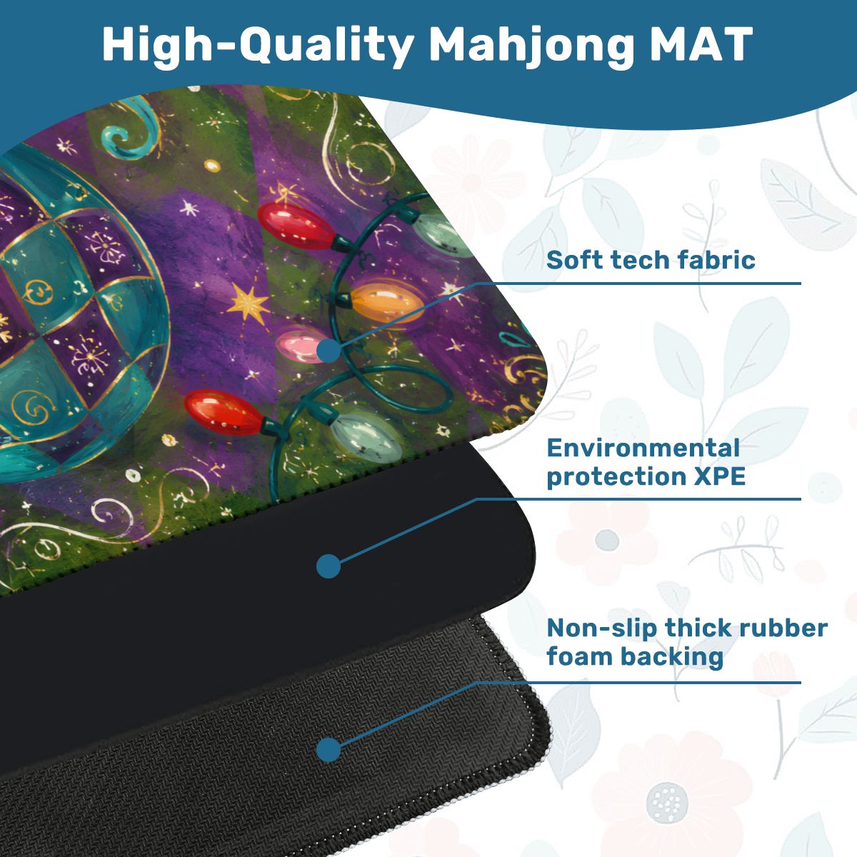 Merry Modernist Purple Green Whimsical Christmas Mahjong Mat