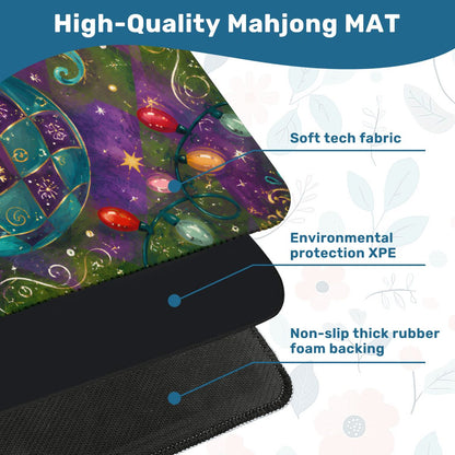 Merry Modernist Purple Green Whimsical Christmas Mahjong Mat