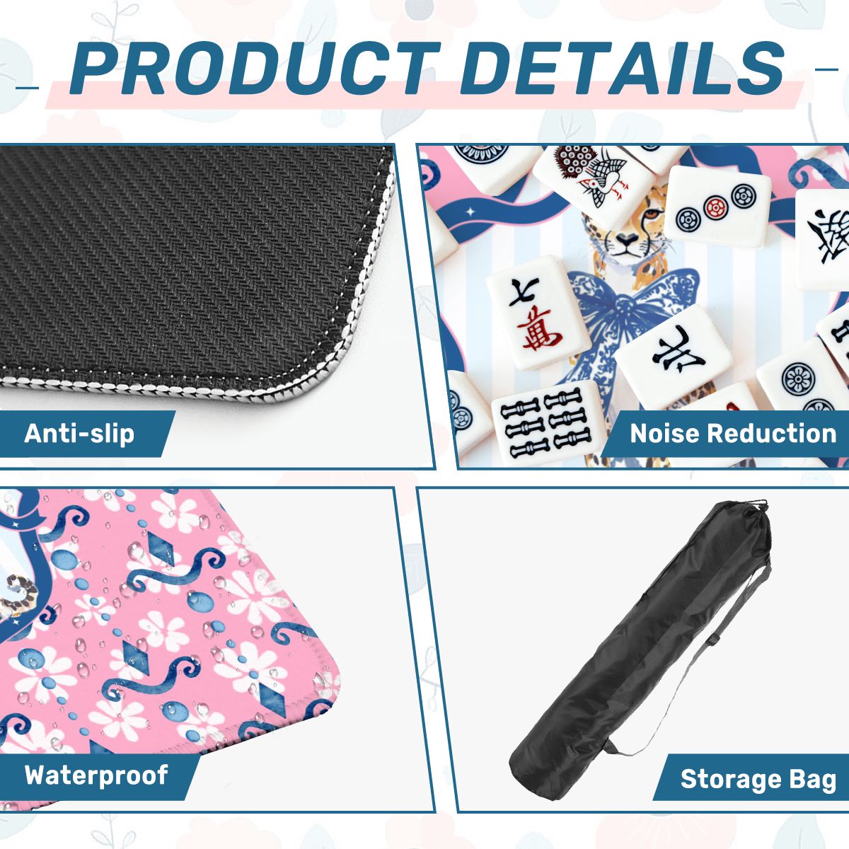 Charleston Cheetah Preppy Pink Floral Mahjong Mat - Splash of Color Co.