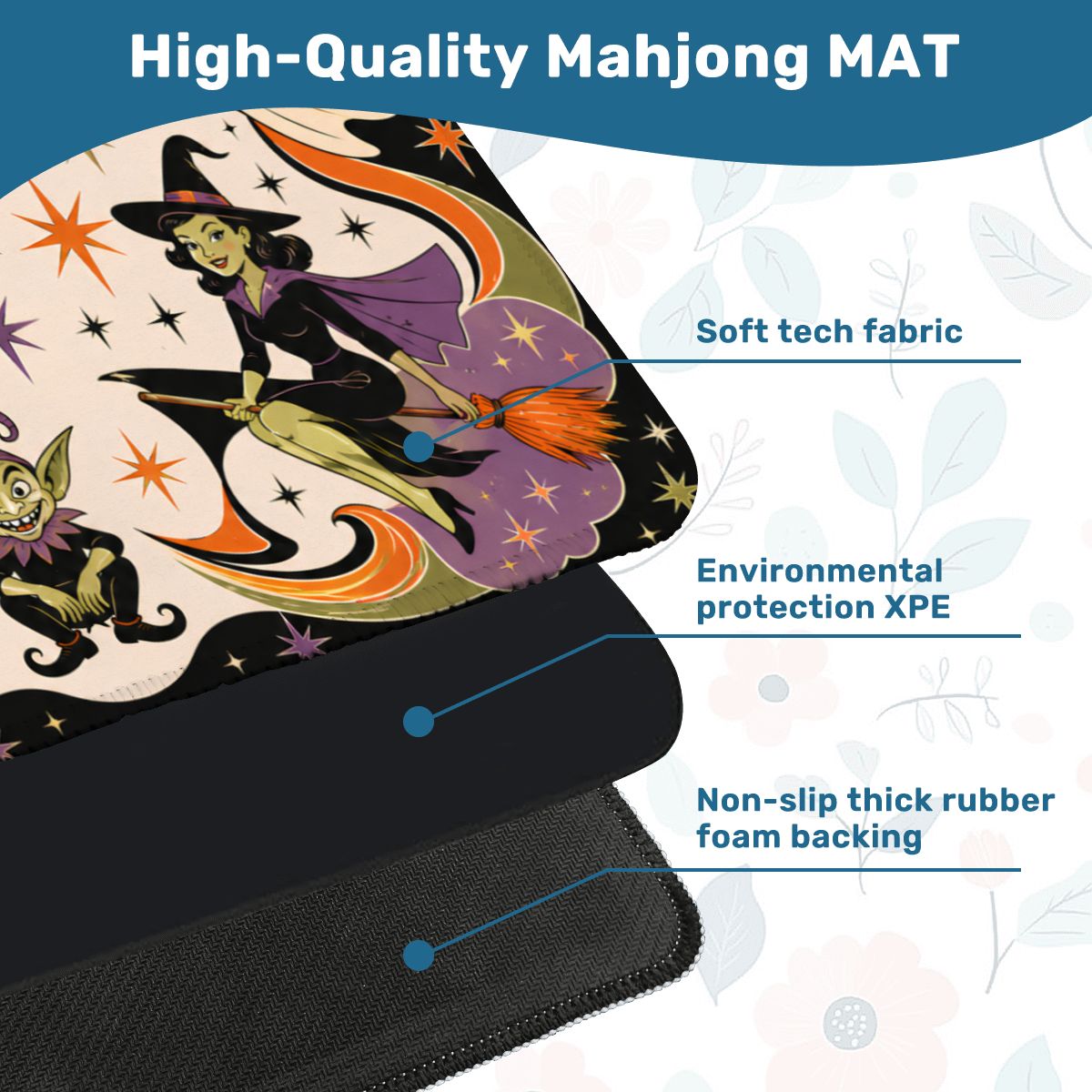Witchy Woman Ghosts, Goblins Mahjong Halloween Mat - Splash Of Mahj And Color Co.