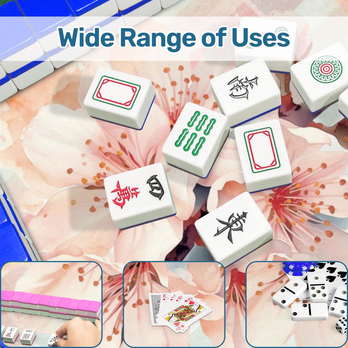 Spring Cherry Blossom Pretty Preppy Watercolor Scalloped Mahjong - Splash of Color Co.