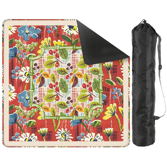 Mahjong Mat Floral Heritage Rust, Yellow Blue, Preppy Mahj Mat Coordinates Well With Heritage Tiles
