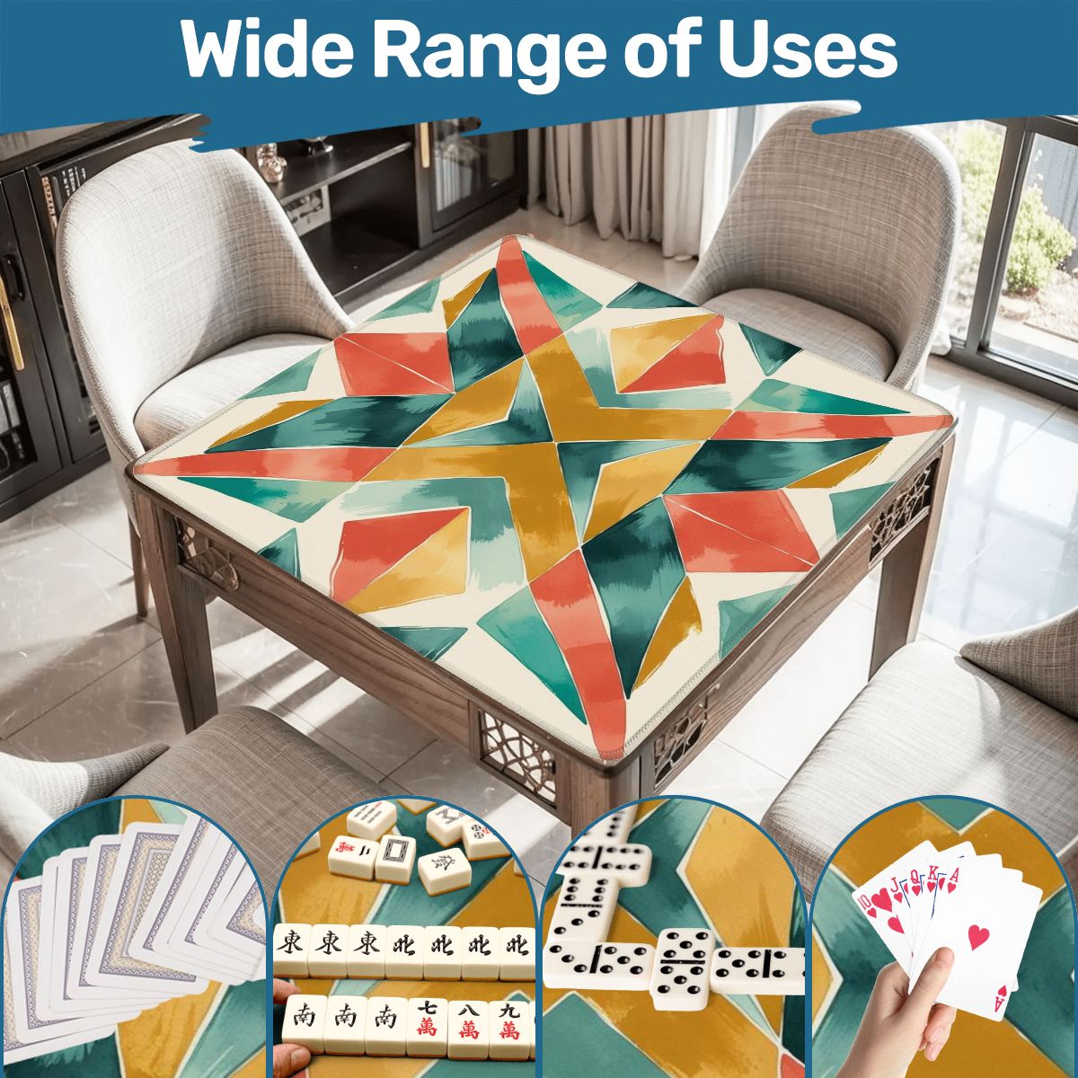Boho Burst Prism Of Color, Emerald Green, Orange Mahjong Mat - Splash of Color Co.