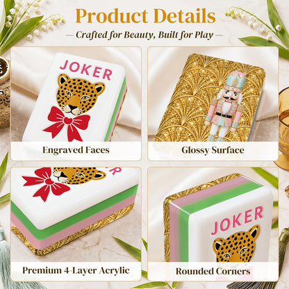 Nutcracker Soldier 4 Layer Gold Glam Holiday American Mahjong Tiles And Carry Case - Splash Of Mahj And Color Co.