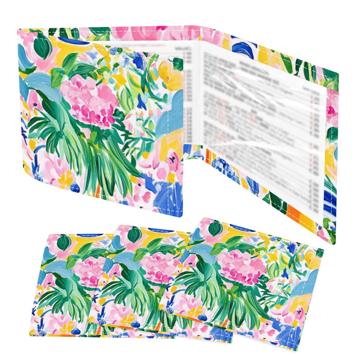 Floral Chinoiserie Designed 4 Mahjong Card Holder with Line Finder - Splash of Color Co.