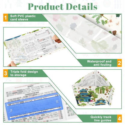 4 Mahjong Card Holder with Line Finder, Asian Garden Blue And Green Chinoiserie - Splash of Color Co.