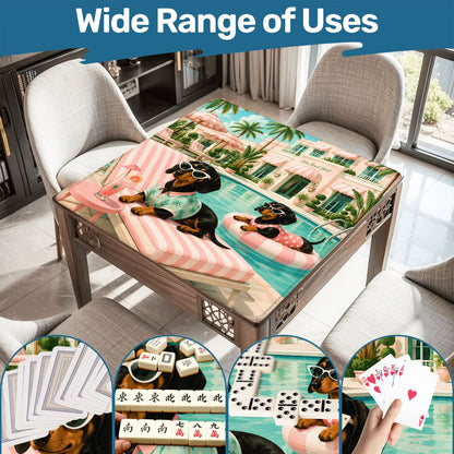 Dachshund Mahjong Mat — Poolside Doxies Modernist Design