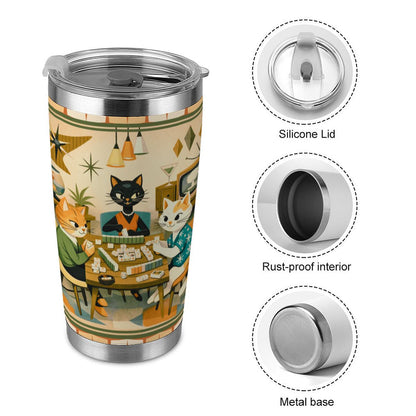Modcentric Cat Lovers Mahjong 20oz Tumbler with Lid and Straw - Splash of Color Co.