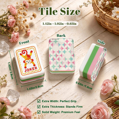 Geometric Scandinavian Designed Modern Folk American Mahjong Tiles 4 Layer Acrylic With Carry Case - Splash Of Mahj And Color Co.