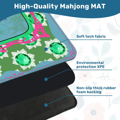Emerald Mahjong Mat, Flutterbird Mat, Preppy Pink, Green Blue Floral - Splash of Color Co.