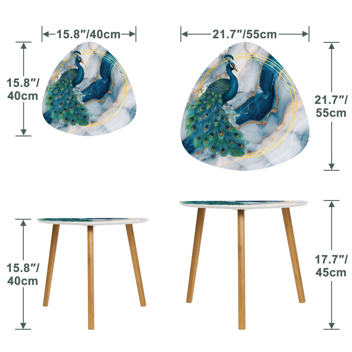 Elegant Peacock Blue Lagoon Modern Nesting Tables Set of 2 - Splash of Color Co.