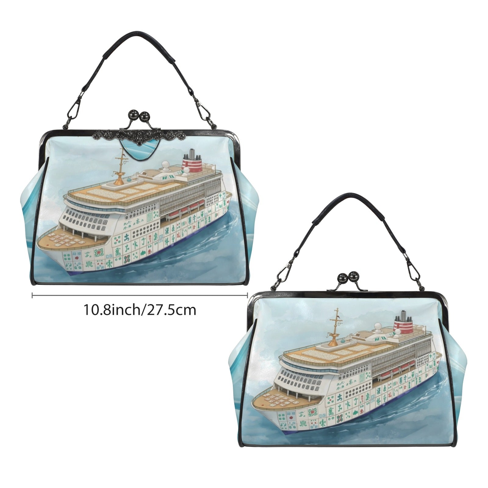 Mahjong Girls Cruise Vintage Kisslock, Handbag Shoulderbag - Splash of Color Co.
