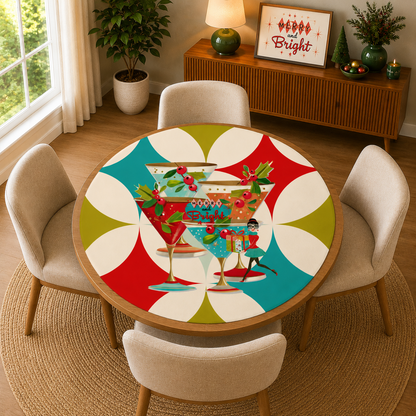 Mod Berry And Bright Christmas Round Mahjong Mat
