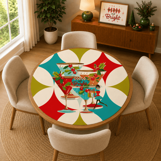 Mod Berry And Bright Christmas Round Mahjong Mat - Splash Of Mahj And Color Co.