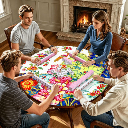 Tobacco Leaf Floral Round Mahjong Mat