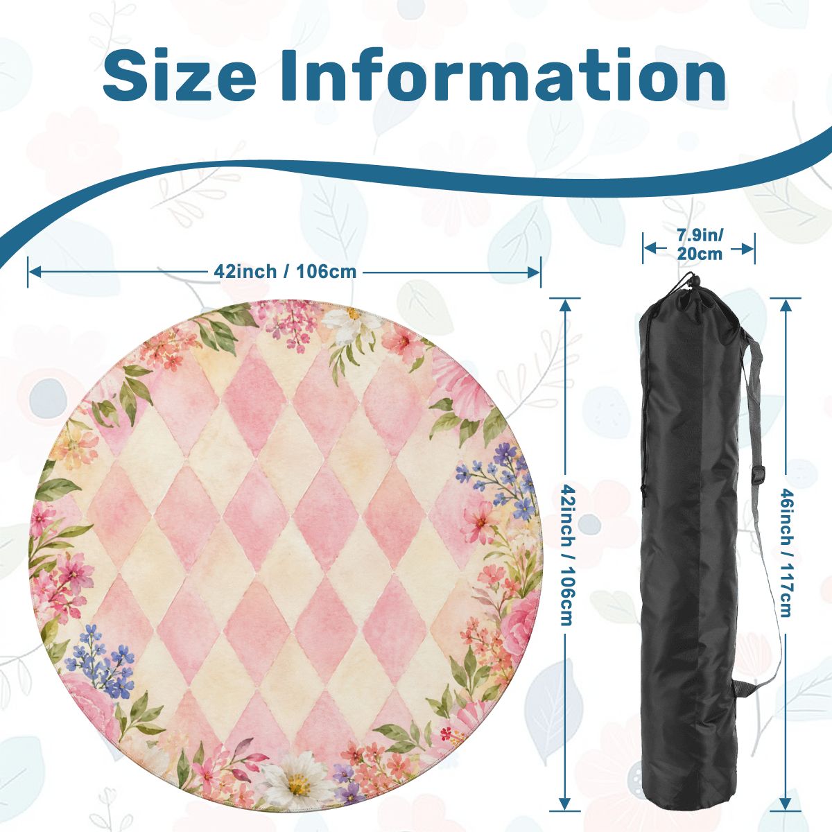 Harlequin Romance Pink Vintage Floral Round Mahjong Mat
