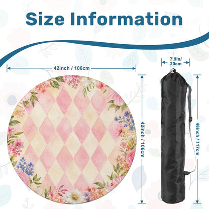 Harlequin Romance Pink Vintage Floral Round Mahjong Mat