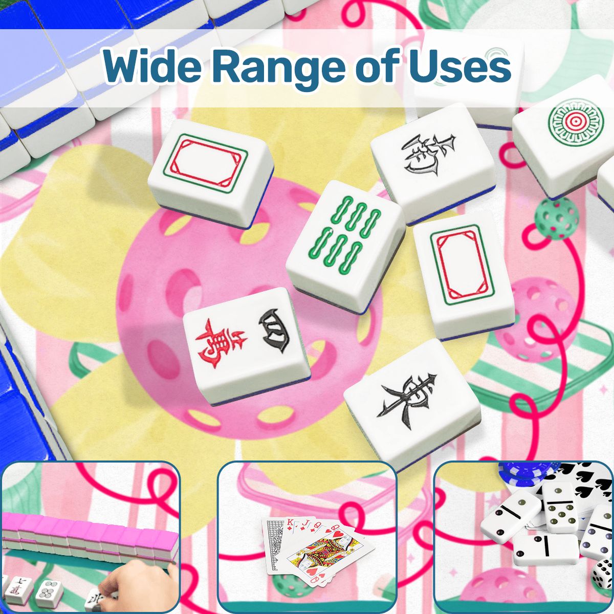 Pickleball By Day, Mahj By Night, Whimsical Fun Mahjong Mat - Splash of Color Co.