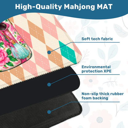 Mahjie The Mascot Harlequin Designed Mini Travel Mahjong Mat - Splash Of Mahj And Color Co.