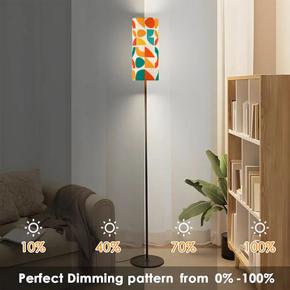 Geometric Color Splash Modern Book Nook Lamp– Teal, Yellow & Orange Floor Lamp