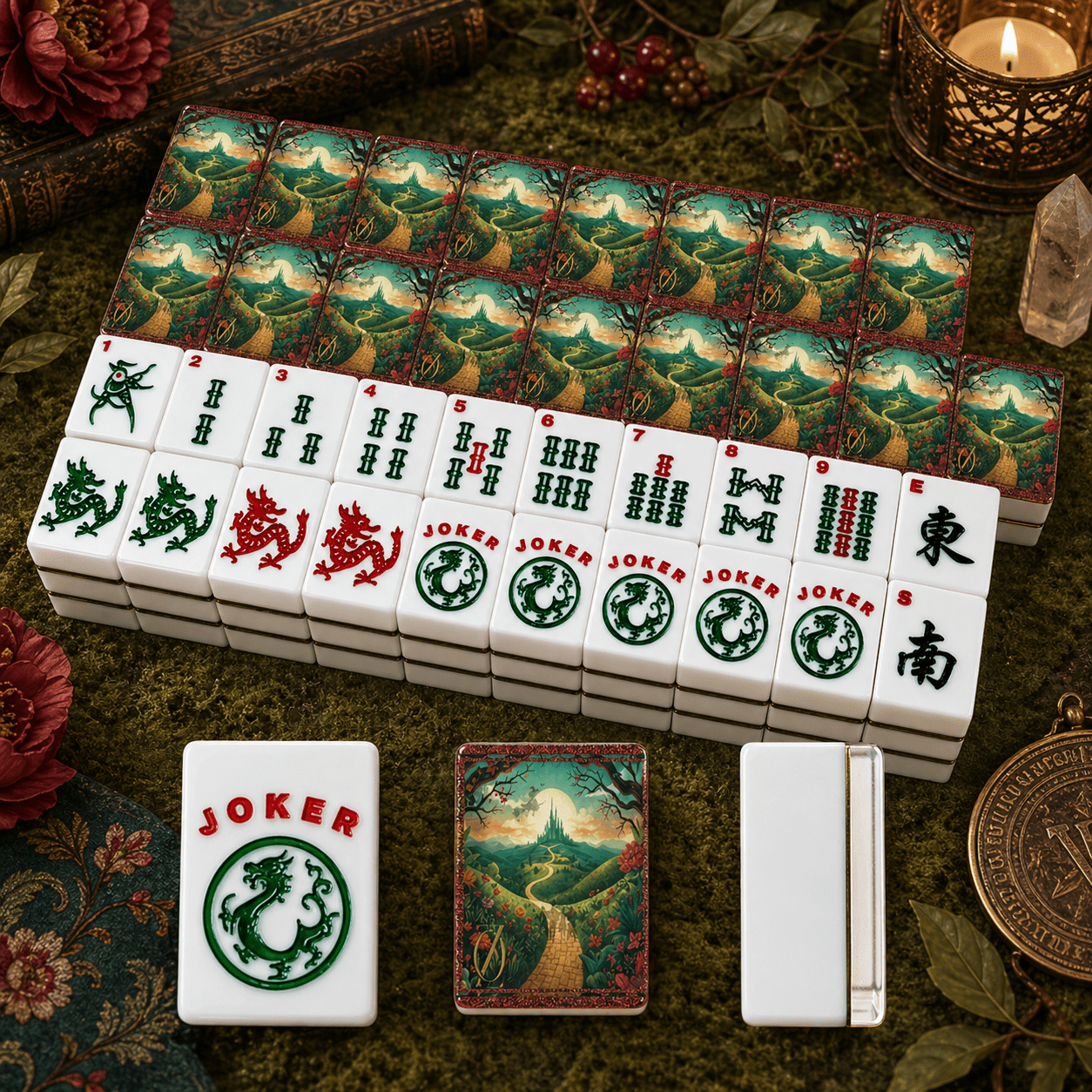 Off To See The Wizard Magical Oz Themed American Mahjong Tiles With Carry Case - Splash of Color Co.