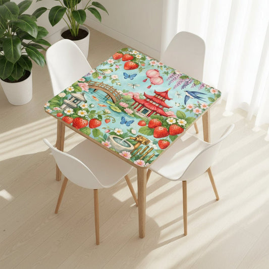 Strawberry Pagoda Garden Watercolor Mahjong Mat - Splash of Color Co.