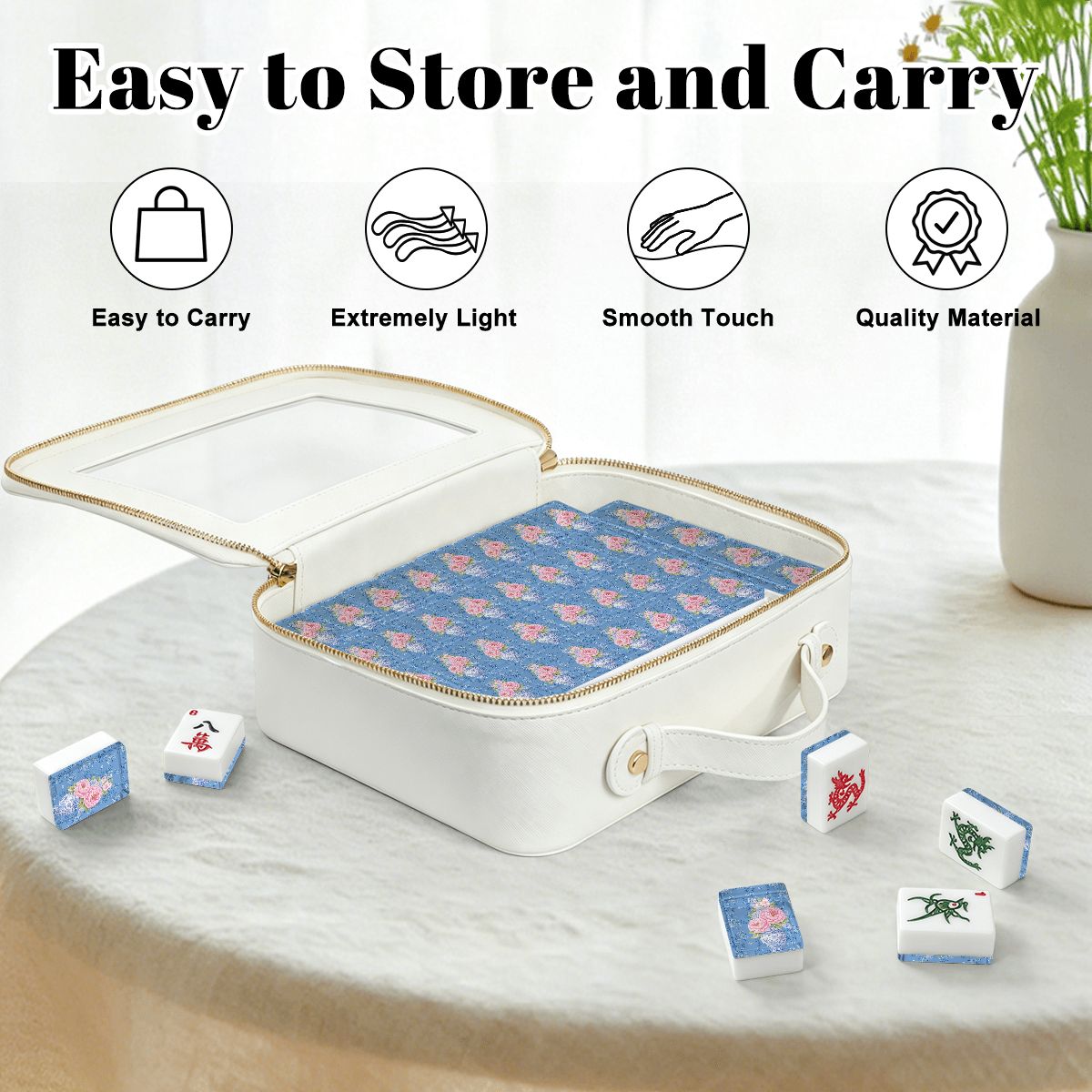 Chinoiserie Ginger Jar Peonies In Bloom American Mahjong Tiles And Carry Case - Splash Of Mahj And Color Co.