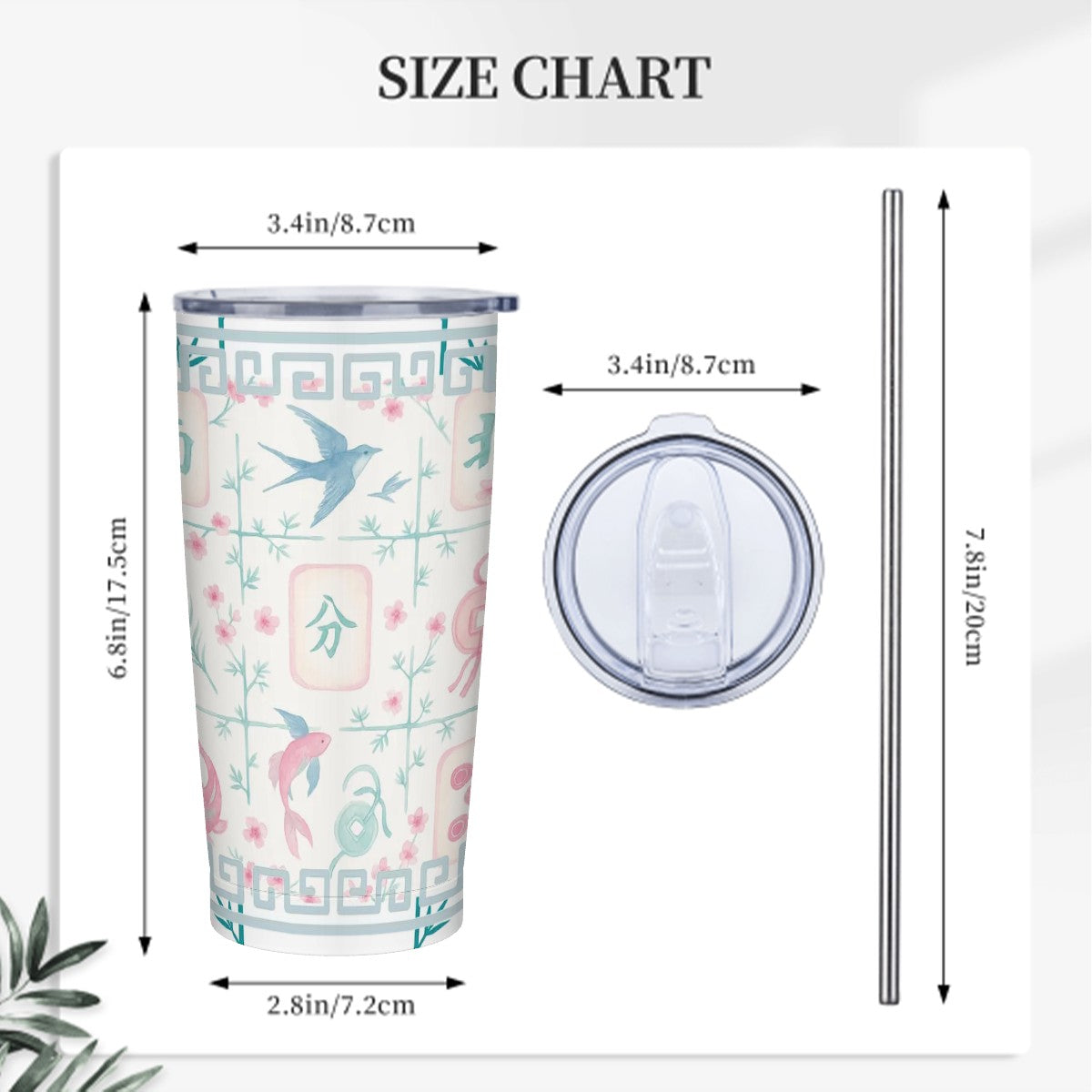 Mahjong Tile Tumbler Pastel Blue Pink Stainless Steel Insulated Tumblers with Lid & Straw