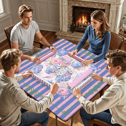 The Ginger Jar Garden Chinoiserie Preppy Mahjong Mat - Splash of Color Co.