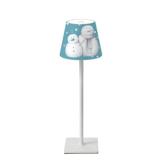 Mahjong In Moonlight, Winter Snowman Mahj Table LED Cordless Table Lamp - Splash of Color Co.