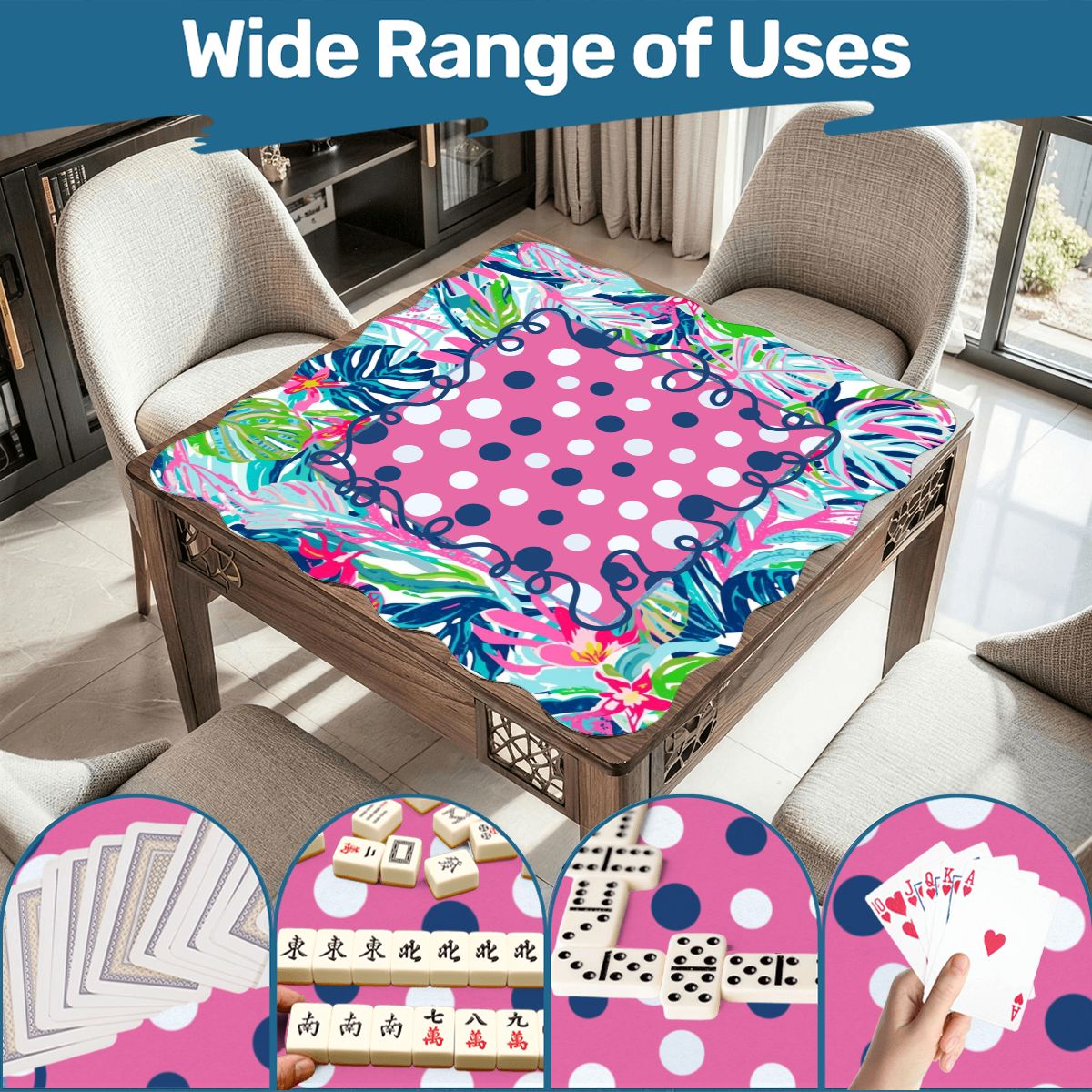 Preppy Whimsical Pastel Polka Dots Scalloped Mahjong Mat - Splash of Color Co.