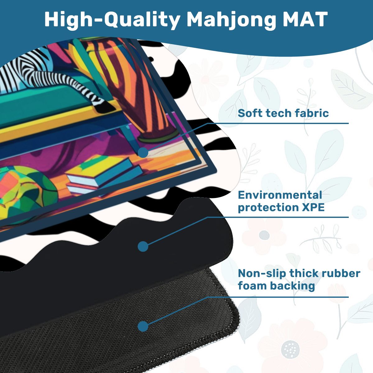 Wild Thang Animal Safari Scalloped Mahjong Mat - Splash of Color Co.