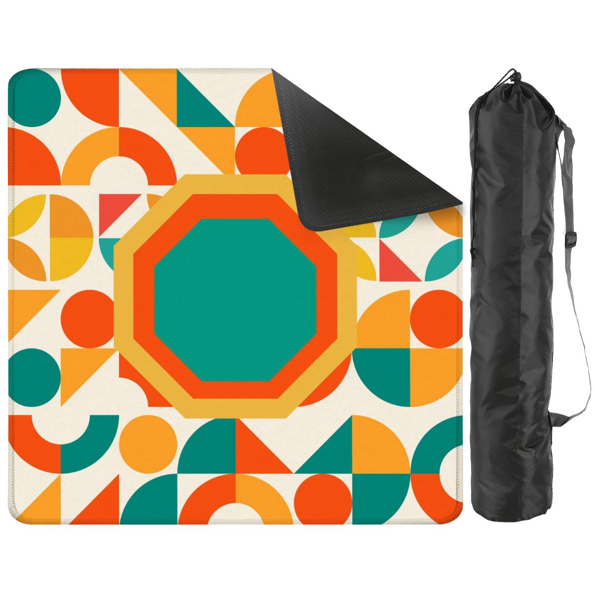Mahjong Mat Geometric Color Splash Mahjong Mat – Teal, Yellow & Orange