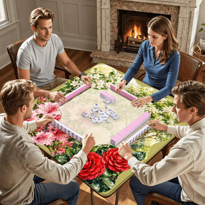 Southern Garden Mahj Mahjong Mat, Cameillias, Azaleas, Jasmine, Crepe Myrtle