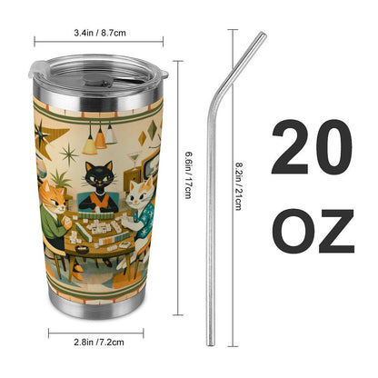 Modcentric Cat Lovers Mahjong 20oz Tumbler with Lid and Straw - Splash of Color Co.