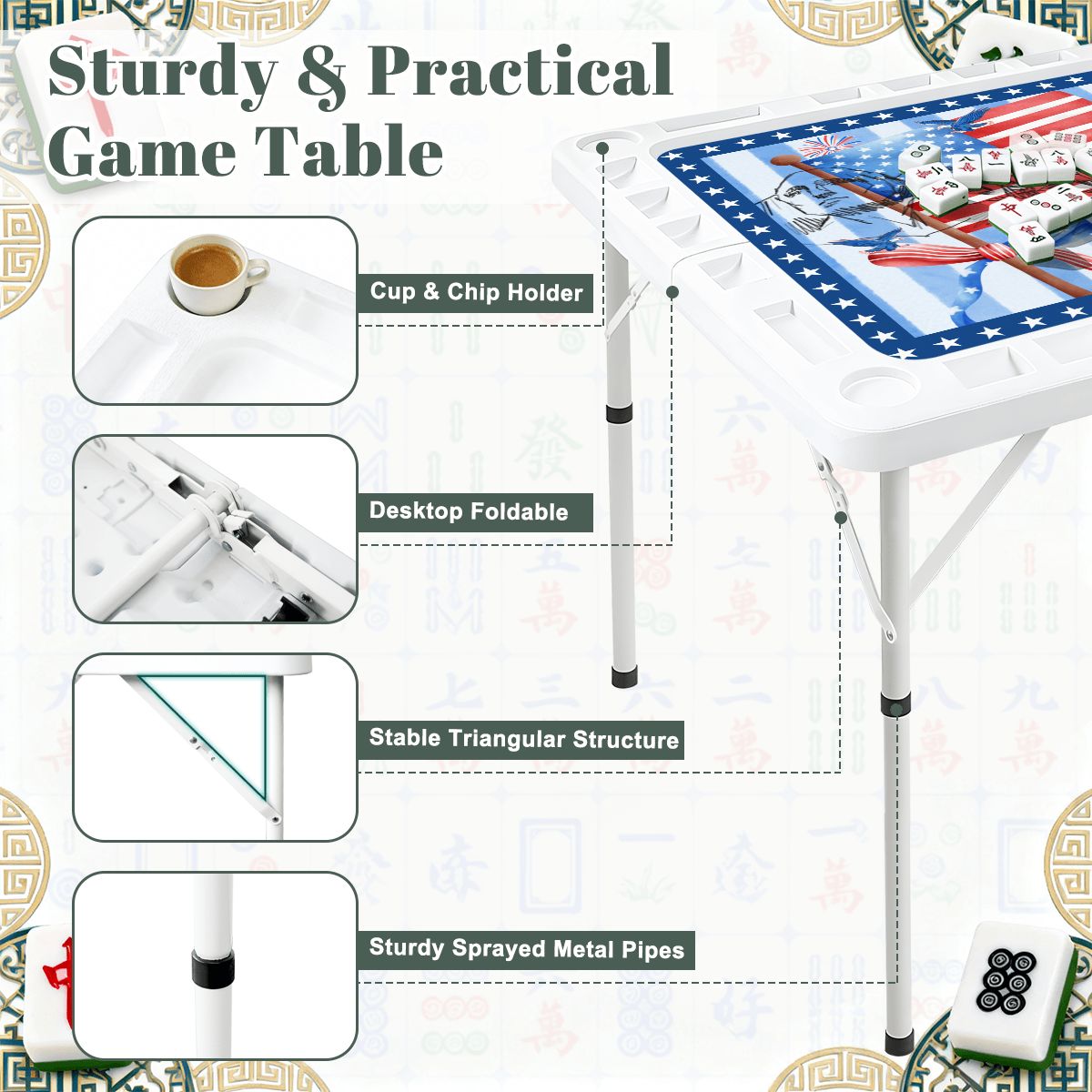 Portable Travel All Americana Mahjong Mat And Foldable Mahjong Table - Splash of Color Co.