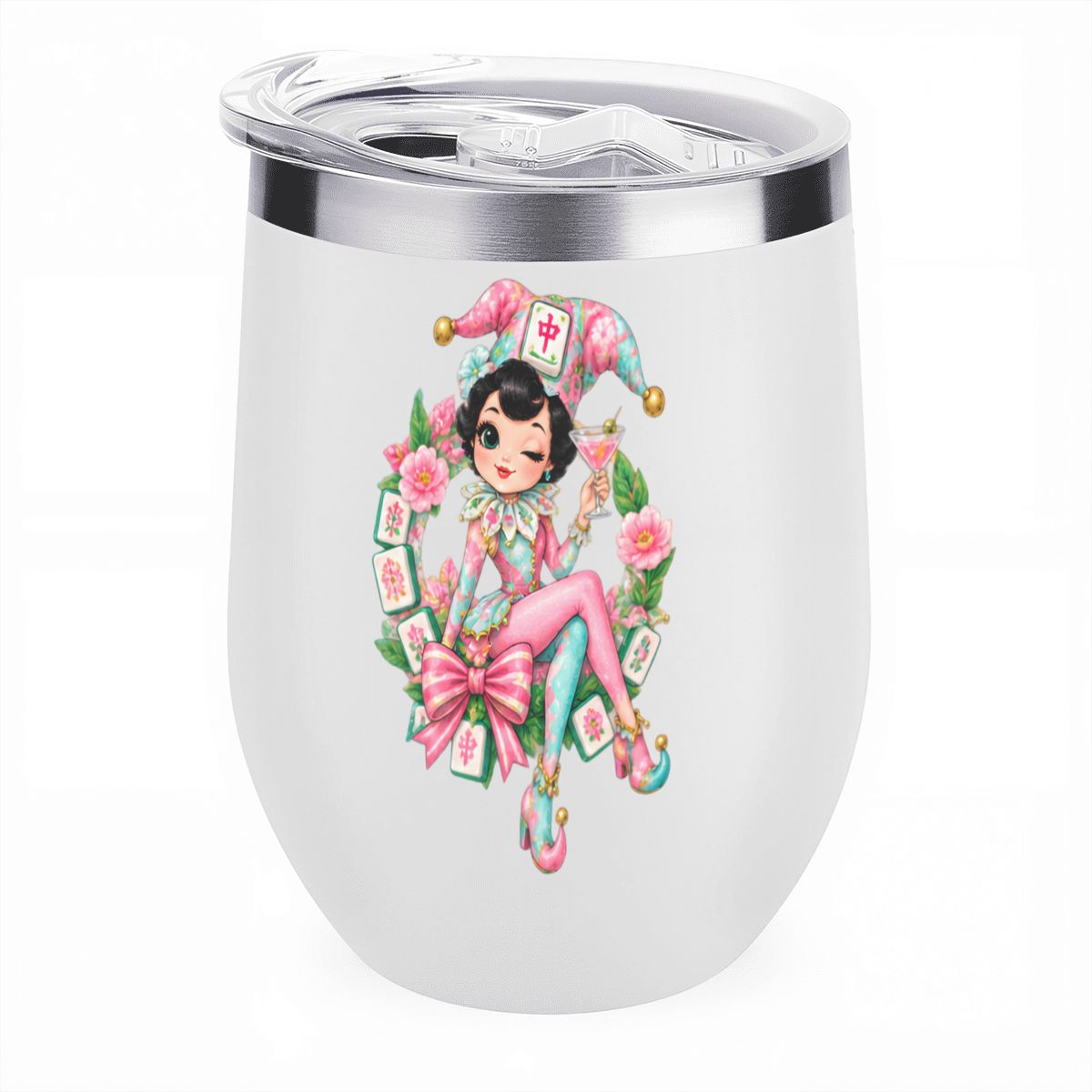 Mahjie The Mascot Egg Shaped Wine Tumbler - Splash Of Mahj And Color Co.