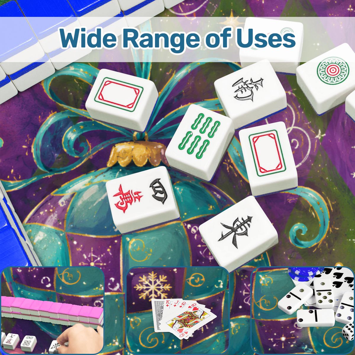 Merry Modernist Purple Green Whimsical Christmas Mahjong Mat