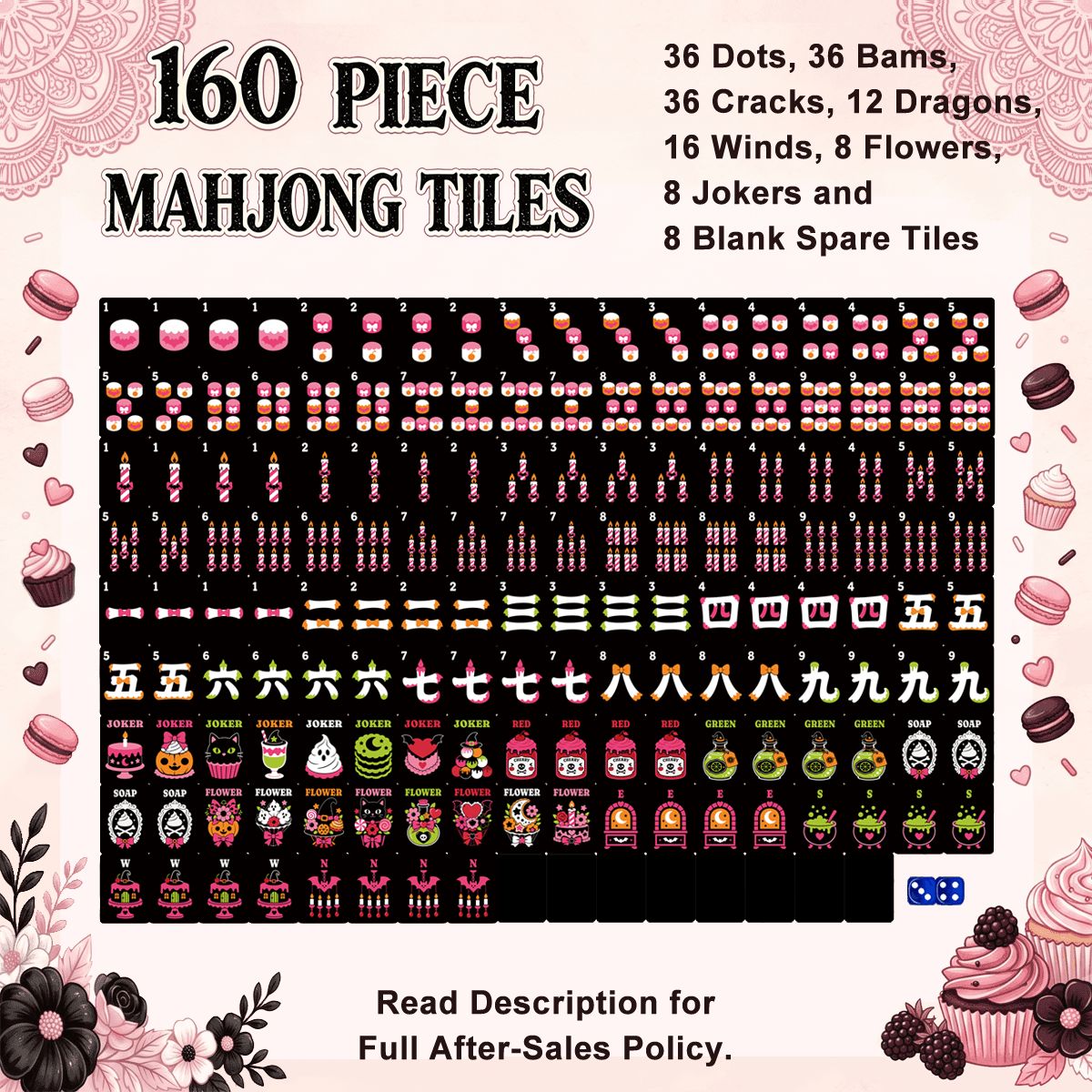 Orange Marbled Gothic Dessert Engraved Halloween Mahjong Tiles And Carry Case - Splash Of Mahj And Color Co.