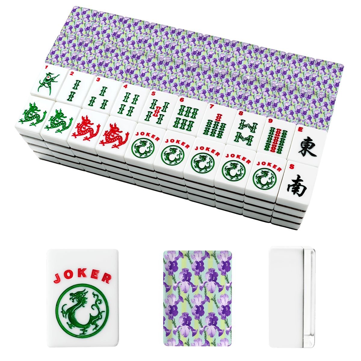 Lavender Luck Iris Flowers American Mahjong Tiles And Carry Case - Splash Of Mahj And Color Co.