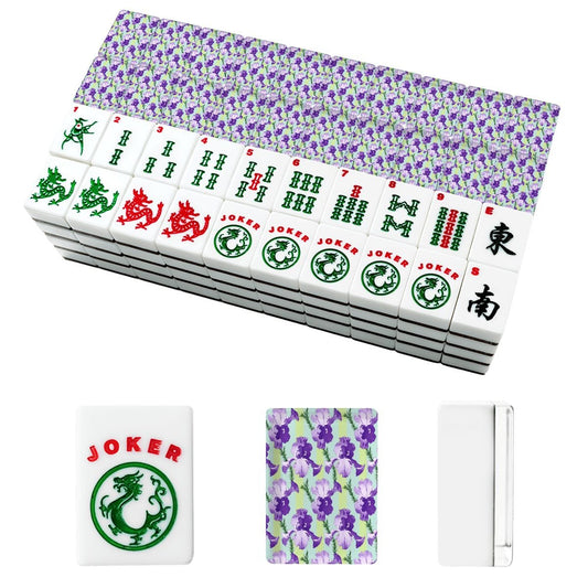 Lavender Luck Iris Flowers American Mahjong Tiles And Carry Case - Splash Of Mahj And Color Co.