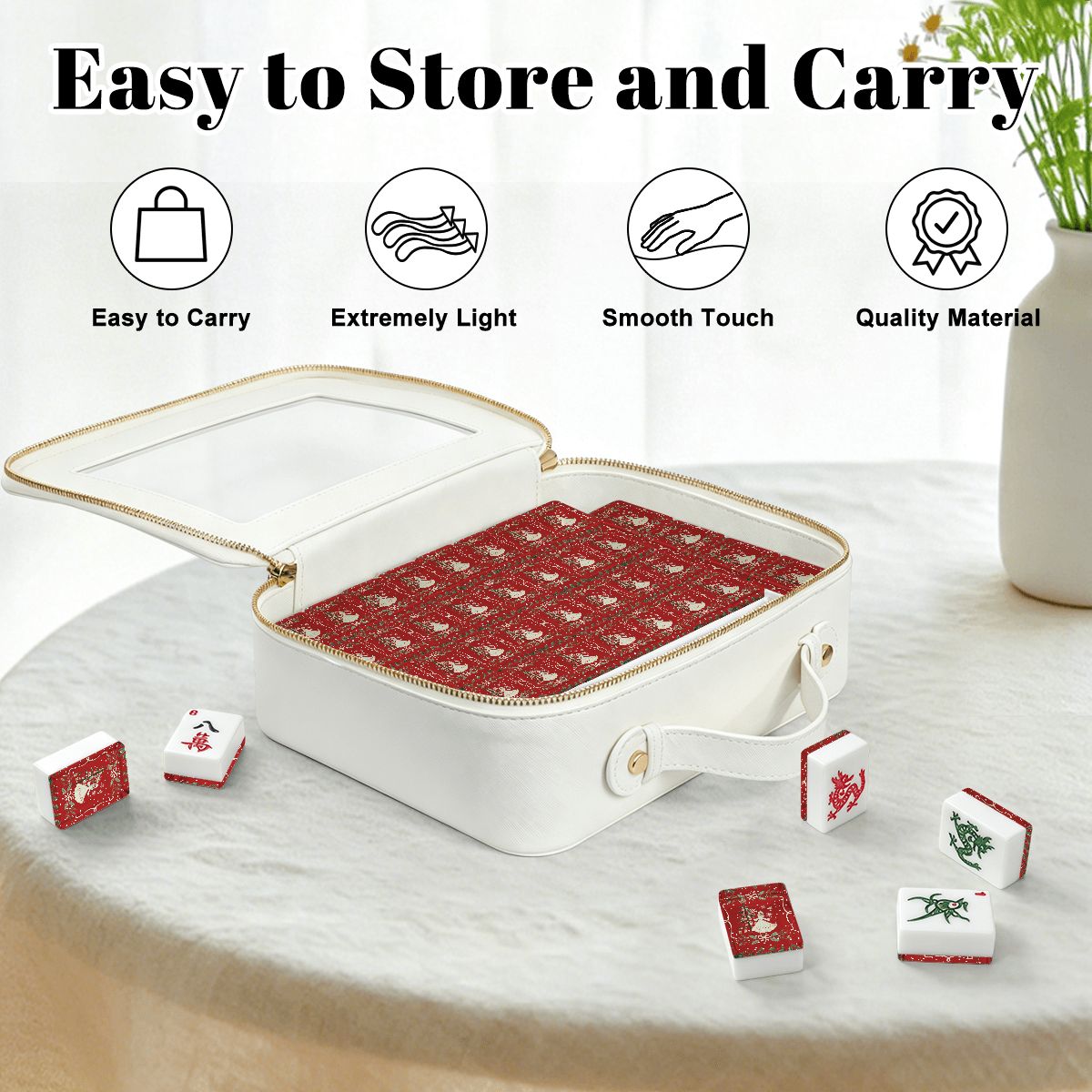 Whimsical Nostalgic Christmas American Mahjong Tiles And Carry Case Tote - Splash of Color Co.