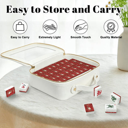 Whimsical Nostalgic Christmas American Mahjong Tiles And Carry Case Tote - Splash of Color Co.