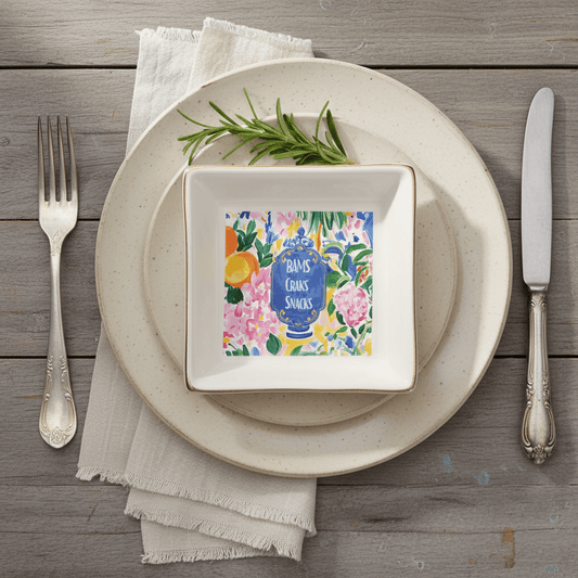 Mahjong Snack Table, Dessert, Appetizer Mahj Lover Hostess Tabletop Plates - Splash of Color Co.