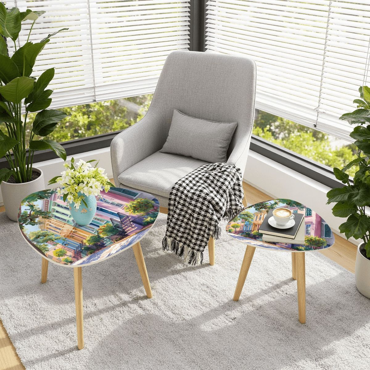 Charleston South Carolina Rainbow Row Modern Nesting Tables - Splash of Color Co.