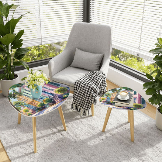 Charleston South Carolina Rainbow Row Modern Nesting Tables - Splash of Color Co.