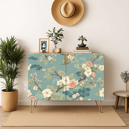 Asian Cherry Blossom Mahjong Tiles And Accessories Sideboard Credenza - Splash Of Mahj And Color Co.