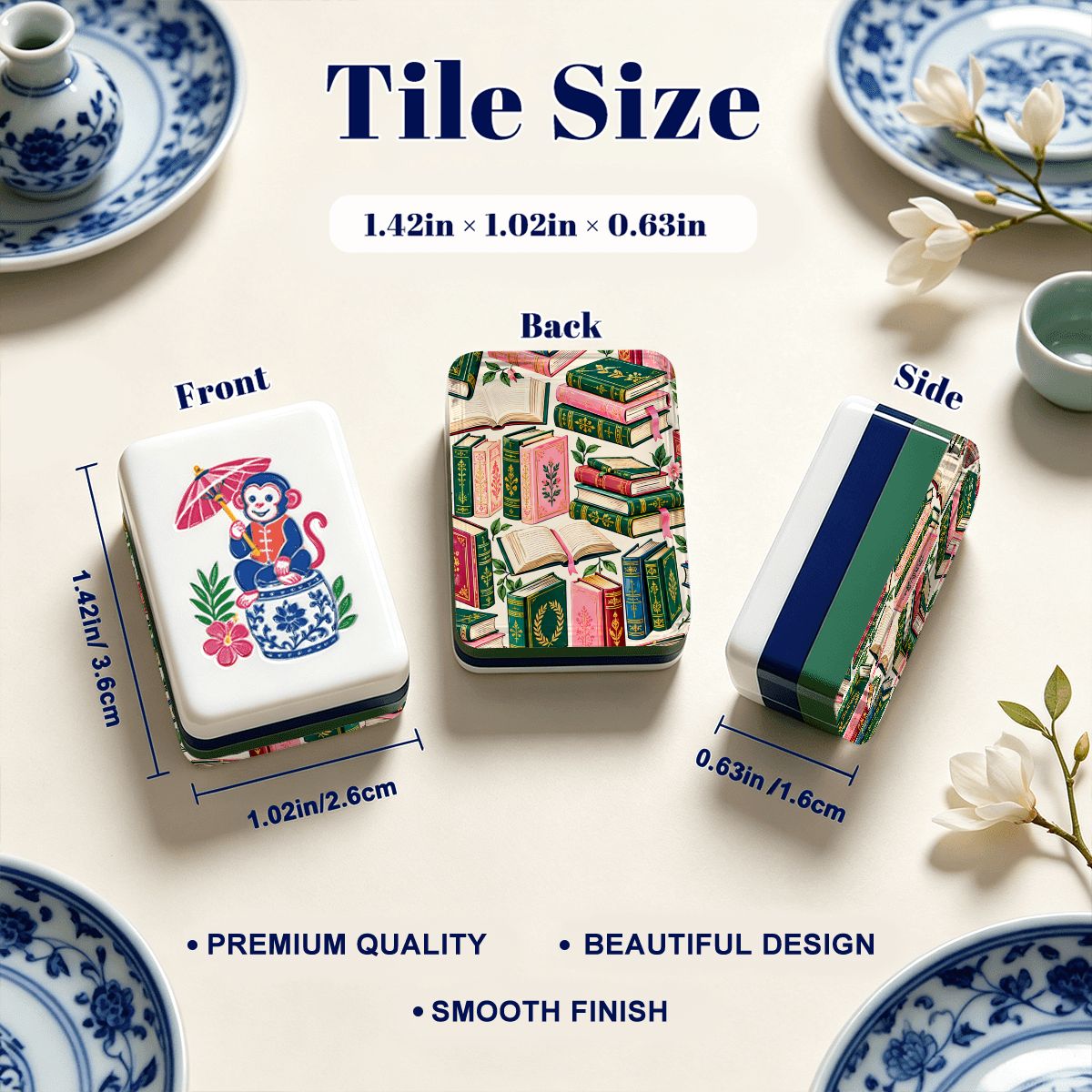 Mahj Between the Lines Bookish Chinoiserie Chic American Mahjong Tiles And Carry Case