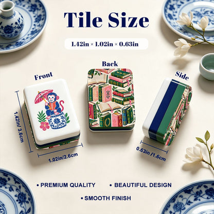 Mahj Between the Lines Bookish Chinoiserie Chic American Mahjong Tiles And Carry Case
