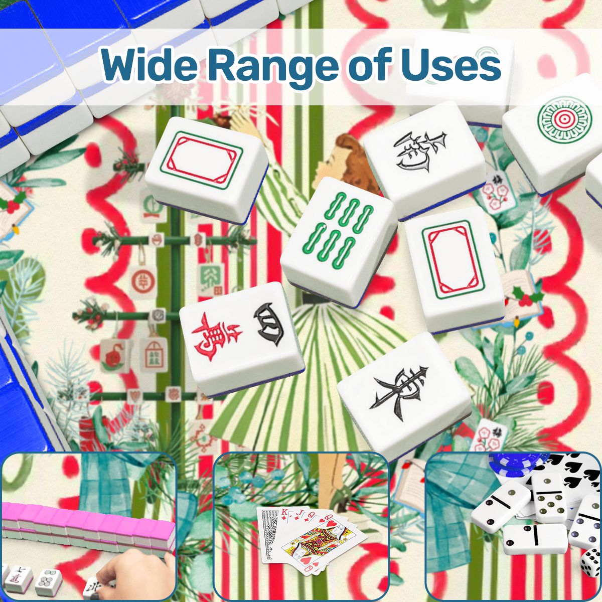 Books And Nooks Christmas Round Mahjong Mat